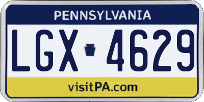 PA license plate LGX4629