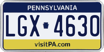 PA license plate LGX4630