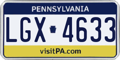 PA license plate LGX4633