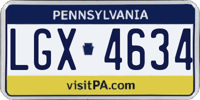 PA license plate LGX4634