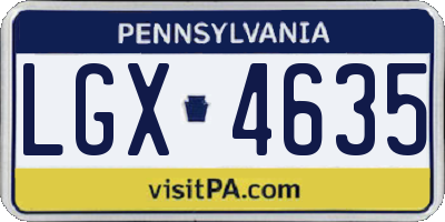 PA license plate LGX4635