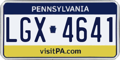 PA license plate LGX4641
