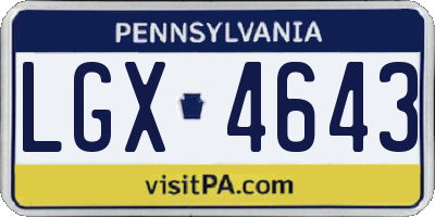 PA license plate LGX4643