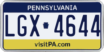 PA license plate LGX4644