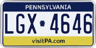 PA license plate LGX4646
