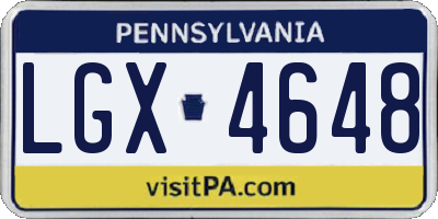 PA license plate LGX4648