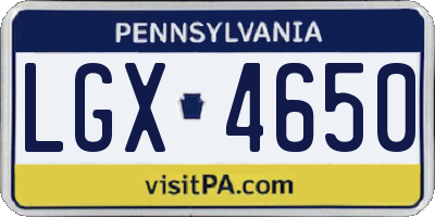 PA license plate LGX4650