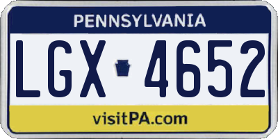 PA license plate LGX4652