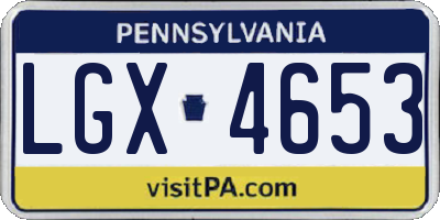 PA license plate LGX4653