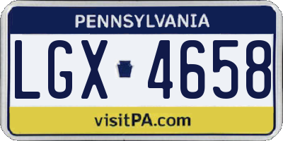 PA license plate LGX4658