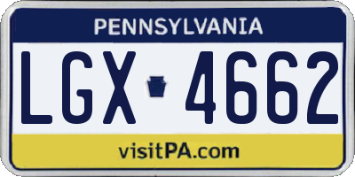 PA license plate LGX4662