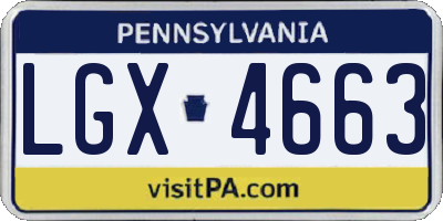 PA license plate LGX4663