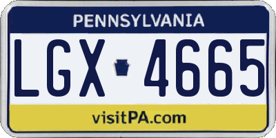 PA license plate LGX4665
