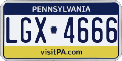 PA license plate LGX4666