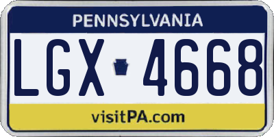 PA license plate LGX4668