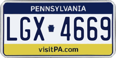 PA license plate LGX4669