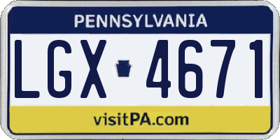 PA license plate LGX4671