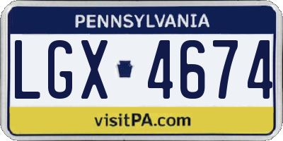PA license plate LGX4674