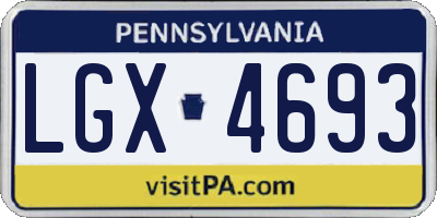 PA license plate LGX4693