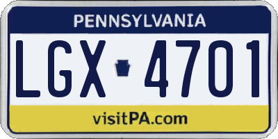 PA license plate LGX4701
