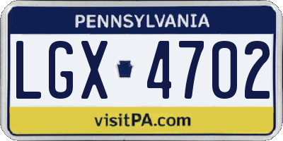 PA license plate LGX4702