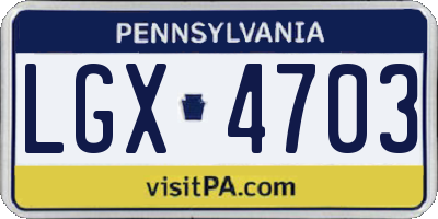 PA license plate LGX4703