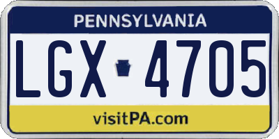 PA license plate LGX4705