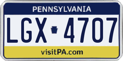 PA license plate LGX4707