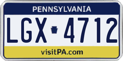 PA license plate LGX4712
