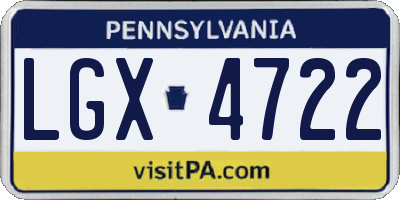 PA license plate LGX4722