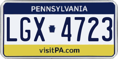 PA license plate LGX4723