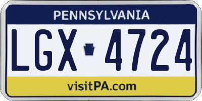PA license plate LGX4724