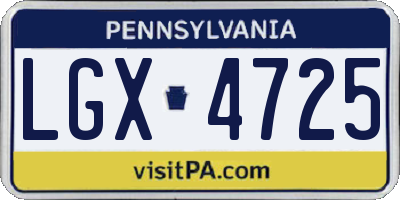PA license plate LGX4725