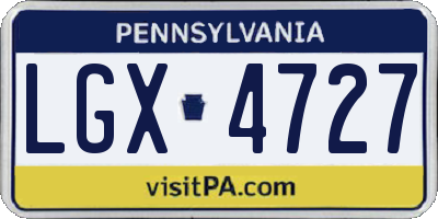 PA license plate LGX4727