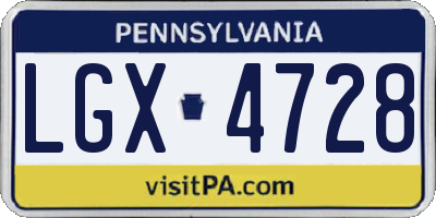 PA license plate LGX4728