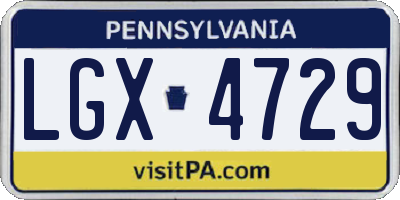 PA license plate LGX4729