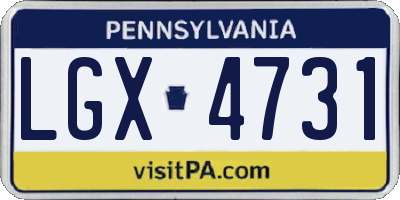 PA license plate LGX4731