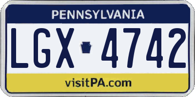 PA license plate LGX4742