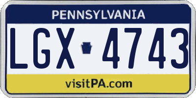 PA license plate LGX4743