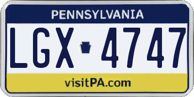 PA license plate LGX4747