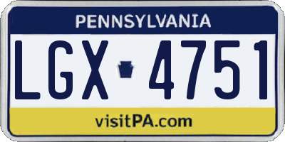PA license plate LGX4751