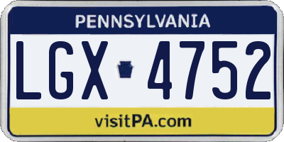 PA license plate LGX4752