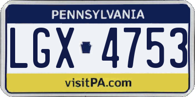 PA license plate LGX4753