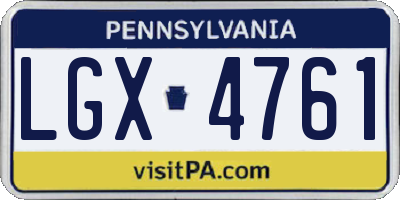 PA license plate LGX4761