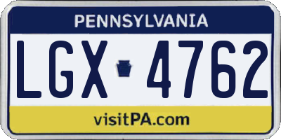PA license plate LGX4762