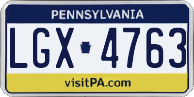 PA license plate LGX4763