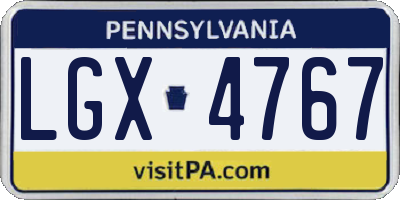PA license plate LGX4767