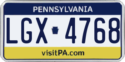 PA license plate LGX4768