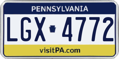 PA license plate LGX4772