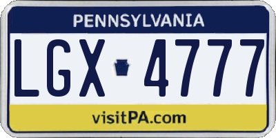 PA license plate LGX4777